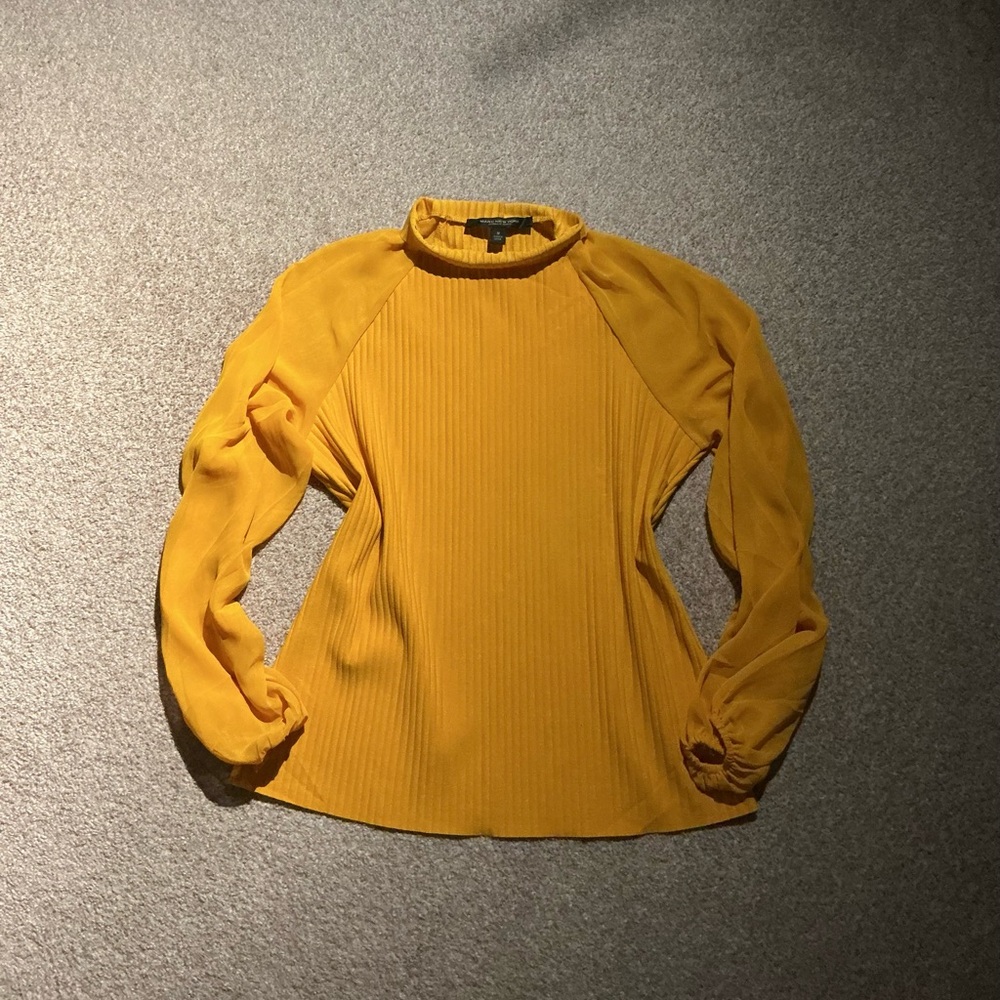 Andrew Marc Yellow Long Sleeve Blouse